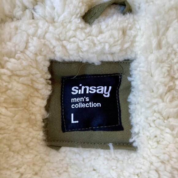 Sinsay Men's Collection Jacket Sherpa Lined Large Polish European Military Green - Picture 4 of 9